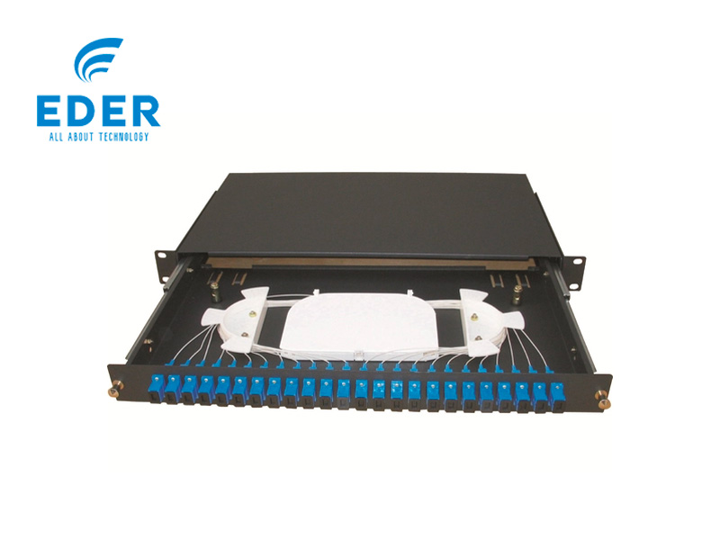 Sliding 1U 24 Port Patch Panel With Drawer And 0.9mm Fiber Pigtail